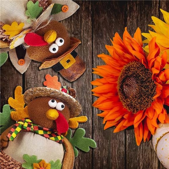 15 Inch 2 Pack Stuffed Turkey Couple Doll Thanksgiving Tabletop Decorations - Picture 5 of 6